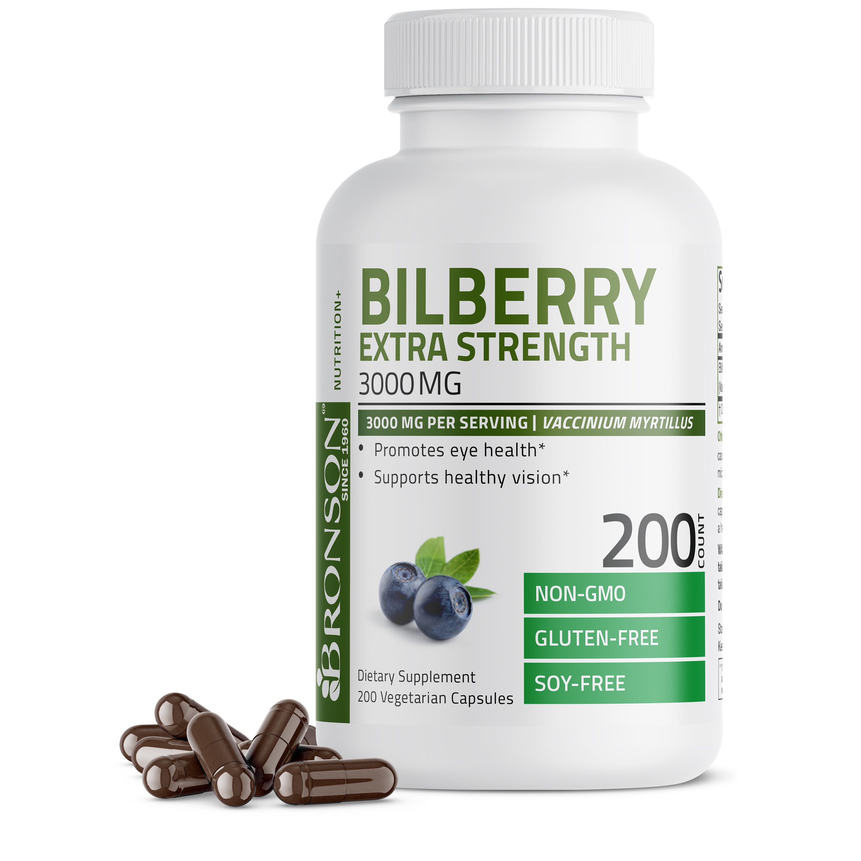 Bronson Bilberry Extra Strength 3000 mg per Serving Vaccinium Myrtillus