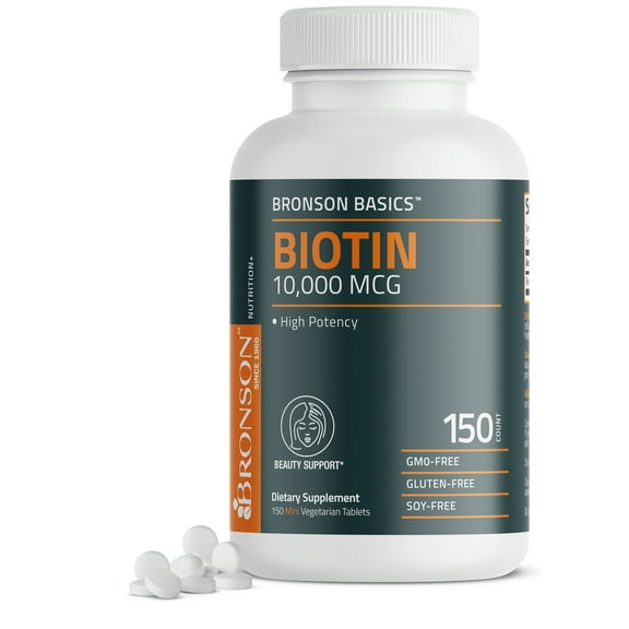Bronson Biotin 10,000 MCG Supports Healthy Hair, Skin & Nails & Energy Production - High Potency Beauty Support - Non-GMO, 150 Vegetarian Tablets