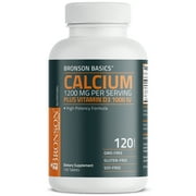 Bronson Calcium 1200mg Per Serving Plus Vitamin D3 1000 IU High Potency Formula, Non-GMO, 120 Tablets