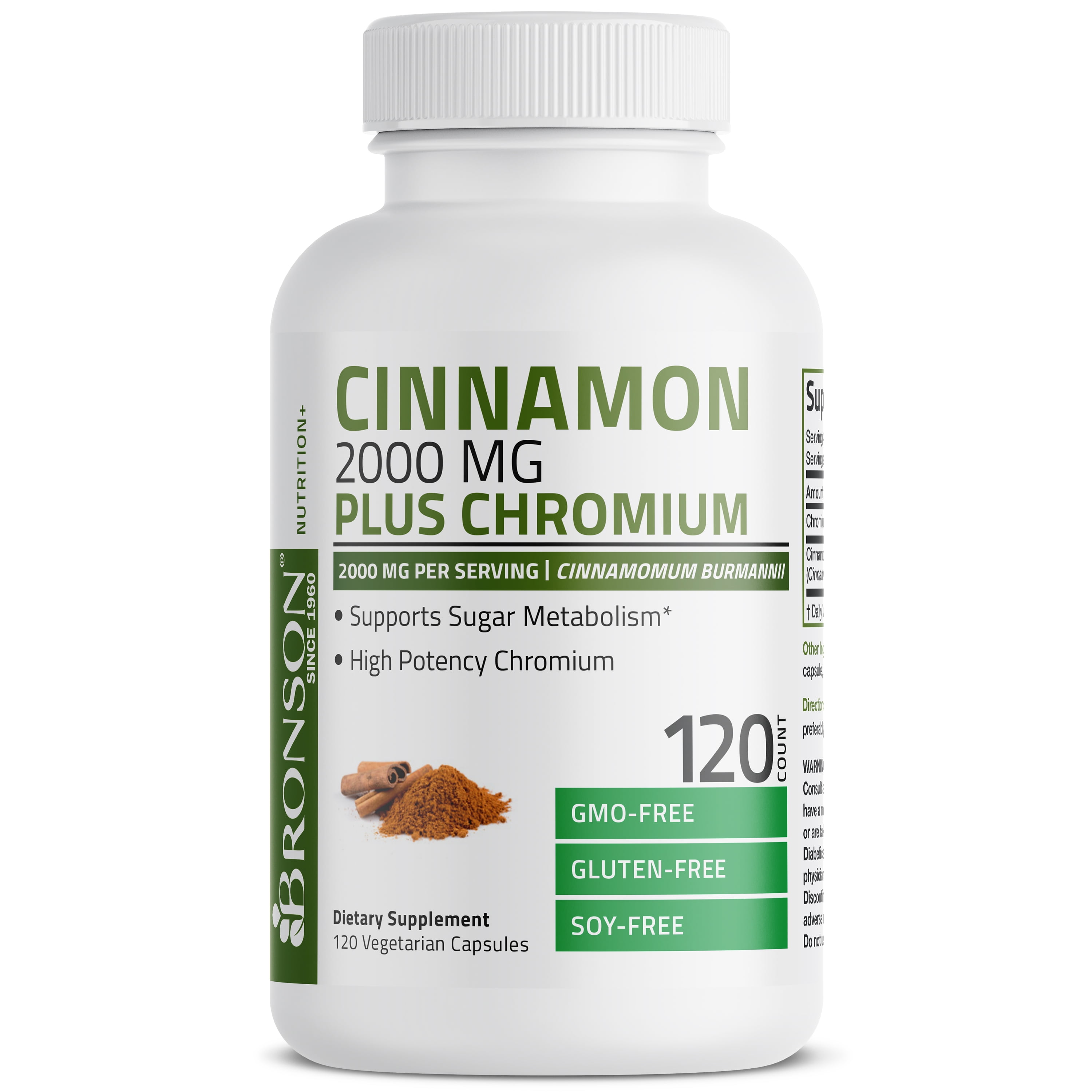 Bronson Cinnamon 2000 MG per Serving Plus Chromium Supports Sugar