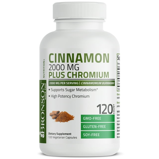 Bronson Cinnamon 2000 MG per Serving Plus Chromium Supports Sugar
