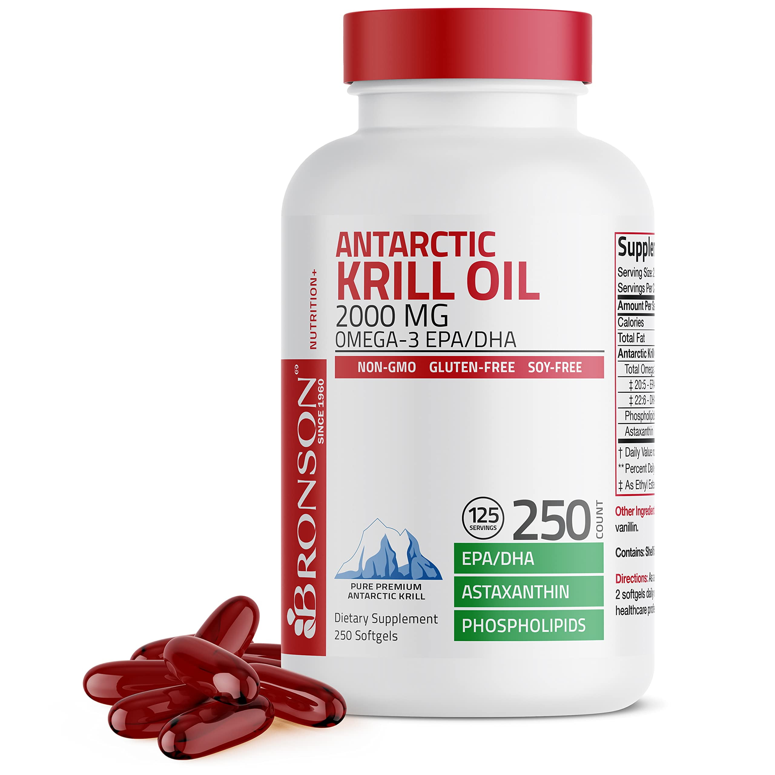Bronson Extra Strength Antarctic Krill Oil 2000 mg with Omega3s EPA