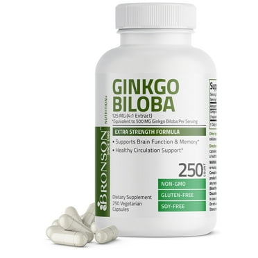 Bronson Ginkgo Biloba 500 mg Extra Strength 500 mg per Serving - Supports Brain Function & Memory Support, 250 Vegetarian Capsules