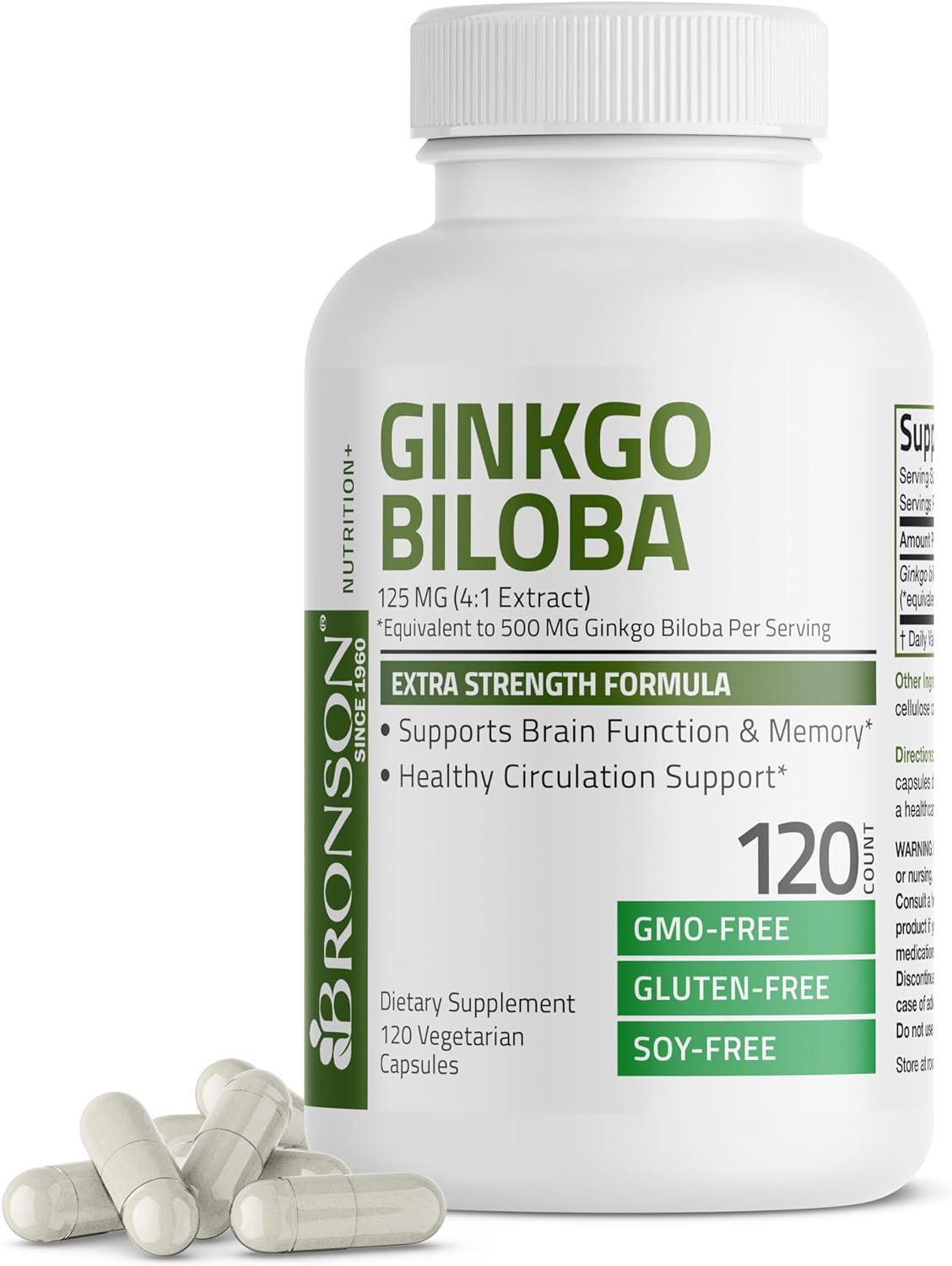 Bronson Ginkgo Biloba Extra Strength 125mg (41 Extract) Equivalent to