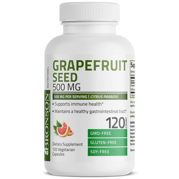 Bronson Grapefruit Seed Extract 500 MG per Serving Citrus Paradisi Supports Immune Health & Helps Maintain a Healthy Gastrointestinal Tract - Non-GMO, 120 Vegetarian Capsules