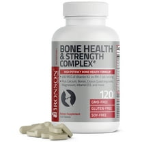 Bronson High Potency Bone Health & Strength Complex Formula 200 MCG of Vitamin K2 as MK7, Plus Calcium, Boron, Cissus Quadrangularis, Magnesium, Vitamin D3, and More - Non-GMO, 250 Tablets
