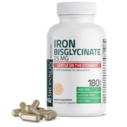 Bronson Iron Bisglycinate 25 mg Gentle on the Stomach, Supports Energy & Healthy Red Blood Cell Production - Non-Constipating Formula - Non GMO, 180 Vegetarian Capsules