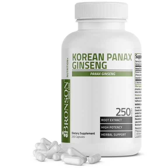 Bronson Korean Panax Ginseng Supports Energy, Endurance & Vitality + Memory and Mental Performance, 250 Capsules