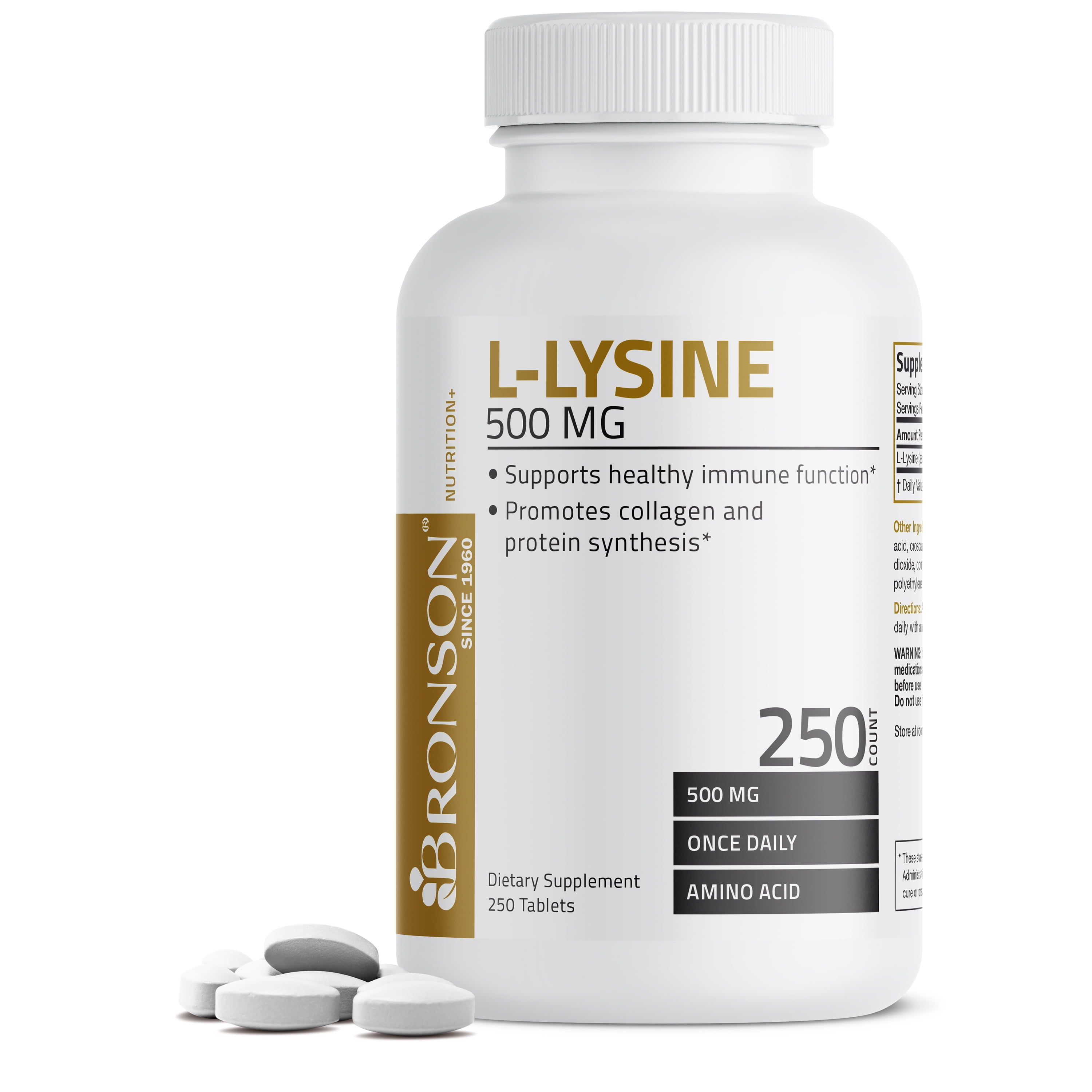 Bronson L-Lysine 500 mg, 250 Tablets