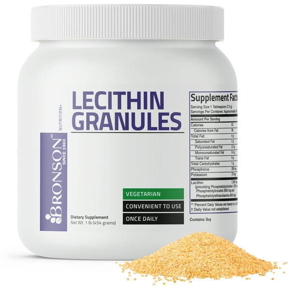 Bronson Lecithin Granules (Powder) 7500 MG (1 Lbs, 454 Grams, or 16 Ounces)