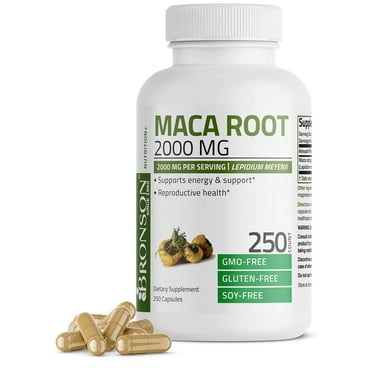 Bronson Maca Root (from 500mg 4:1 Extract Equivalent to 2000mg per Serving), Lepidium Meyenii - Non-GMO, 250 Vegetarian Capsules