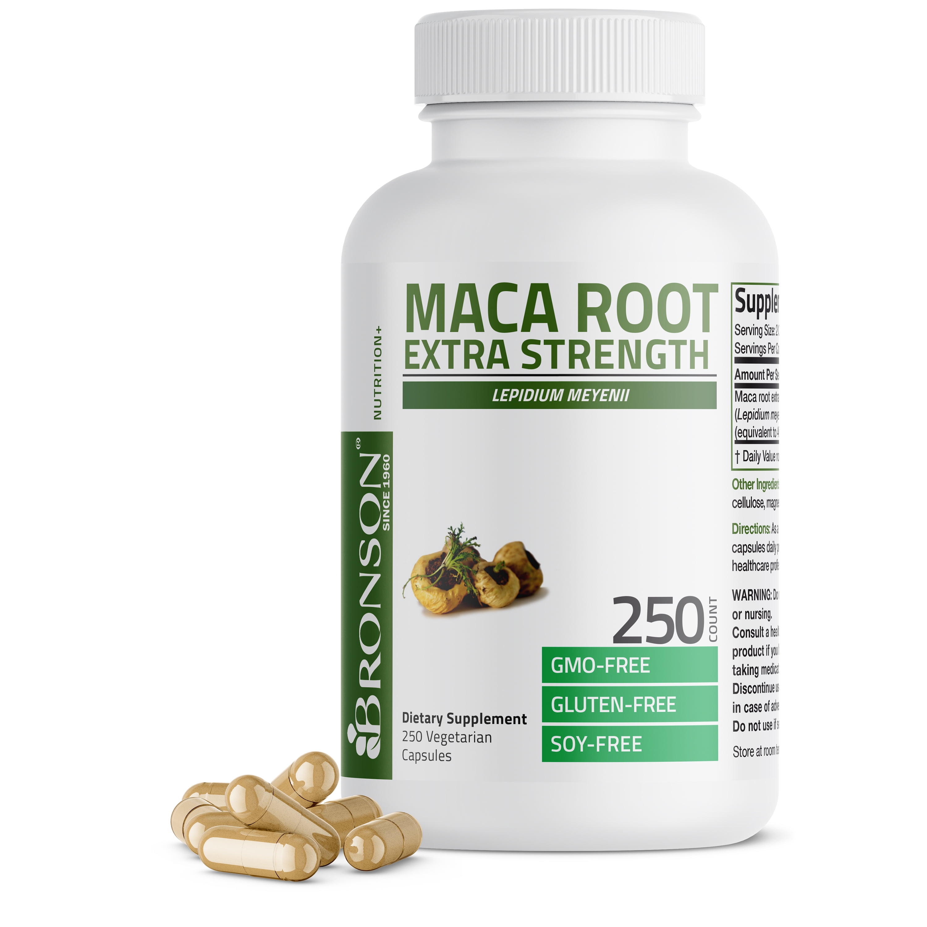 Bronson Maca Root Extra Strength 4000 MG per Serving, Lepidium Meyenii - Non-GMO, 250 Vegetarian Capsules