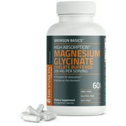 Bronson Magnesium Glycinate 200mg High Absorption Chelated Buffered Gentle On The Stomach Non-GMO, 60 Vegetarian Capsules
