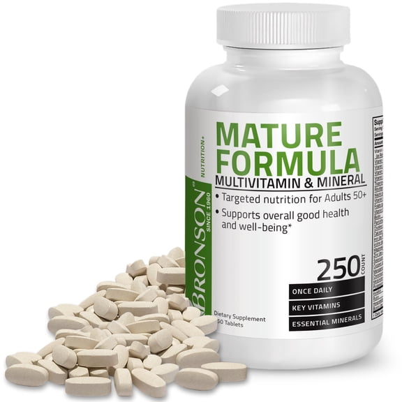 Bronson Mature Formula Multi-vitamin, 250 Tablets One Tablet Per Day