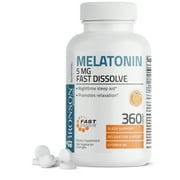 Bronson Melatonin 5mg Fast Acting Tablets with Vitamin B6 - Night Time Sleep Aid - Promotes Relaxation, 360 Orange Flavored Fast Acting Tablets