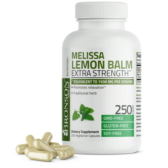 Bronson Melissa Lemon Balm 1500 MG per Serving Promotes Relaxation Non-GMO, 250 Vegetarian Capsules