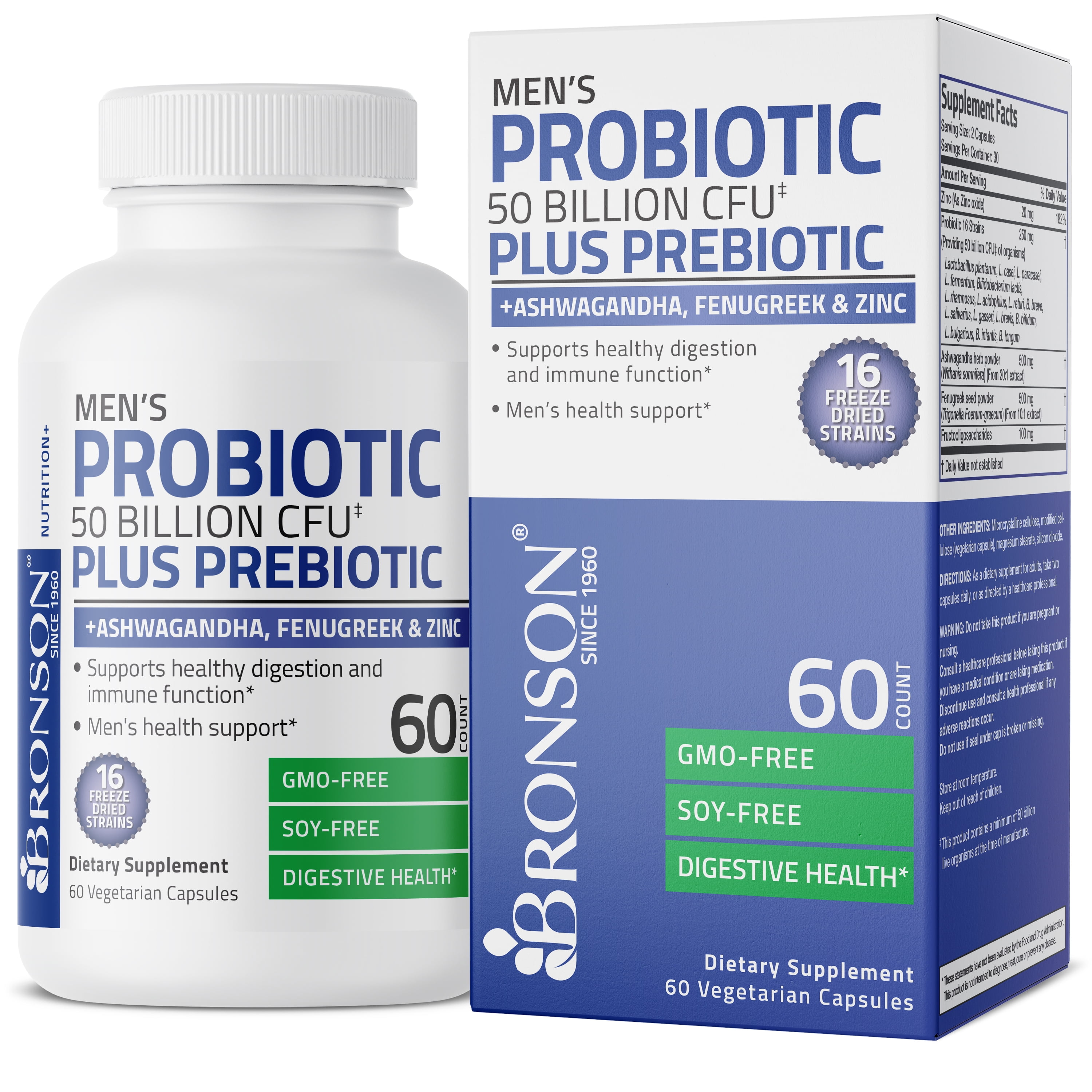 Bronson Men's Probiotic 50 Billion CFU Plus Prebiotic with Ashwagandha ...