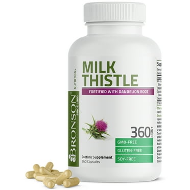 Bronson Milk Thistle 1000mg (Silymarin Marianum) with Dandelion Root High Potency Liver Health Support, 360 Capsules