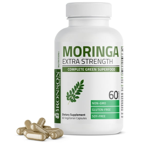 Bronson Moringa Oleifera 5000 mg Powder Capsules Extra High Potency Energizing Superfood Antioxidant, 60 Vegetarian Capsules