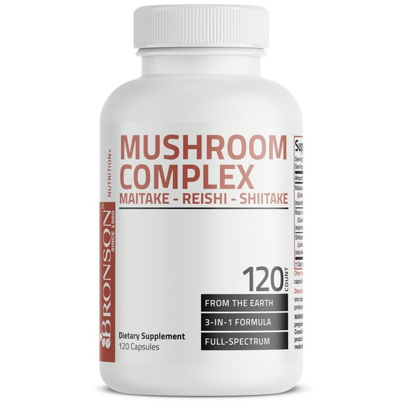 Bronson Mushroom Complex, Maitake - Reishi - Shiitake 600mg, 120 Capsules