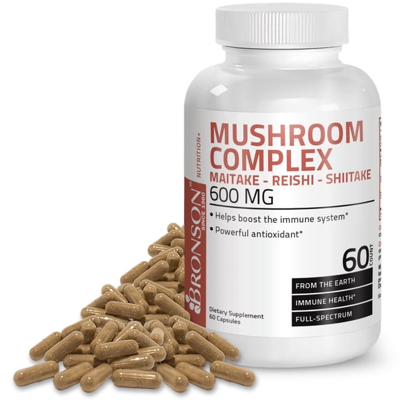 Bronson Mushroom Complex, Maitake - Reishi - Shitake 600mg, 60 Capsules