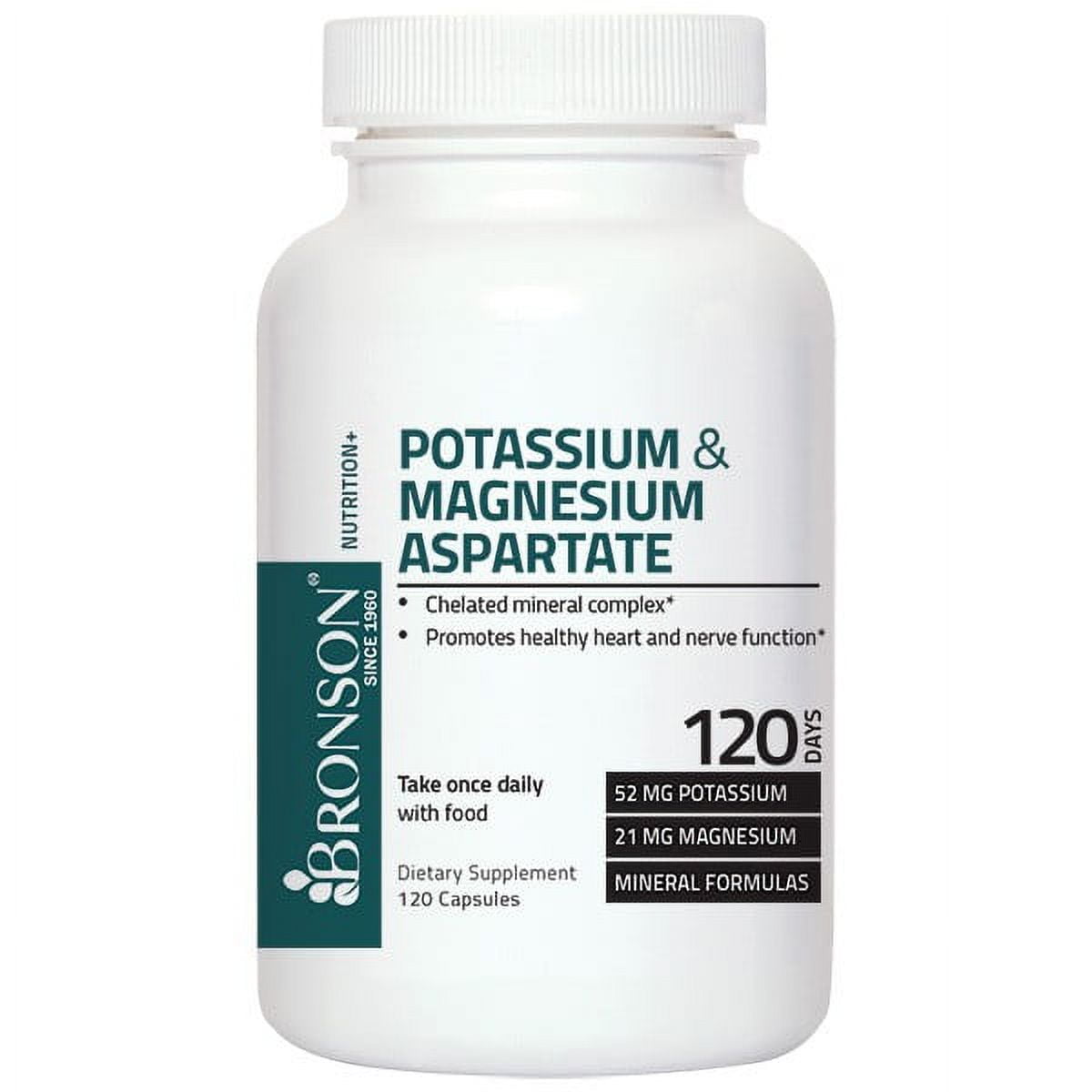 Bronson Potassium/Magnesium Aspartate, 120 Capsules