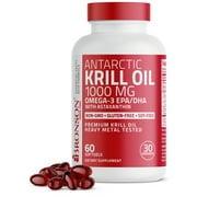 Bronson Pure Premium Antarctic Krill Oil 1000mg w/ Omega-3s, Astaxanthin - Heavy Metal Tested Non-GMO, 60 Softgels (30 Servings)