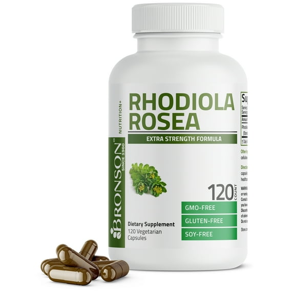 Bronson Rhodiola Rosea 1000 mg - Adaptogenic Herb - Brain, Stress & Mood Support - Non-GMO Gluten-Free Soy-Free,120 Veg Capsules