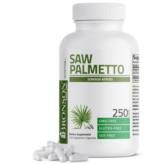 Bronson Saw Palmetto  Extra Strength Supports Healthy Prostate Function & Urinary Health Support - Non GMO, 250 Vegetarian Capsules