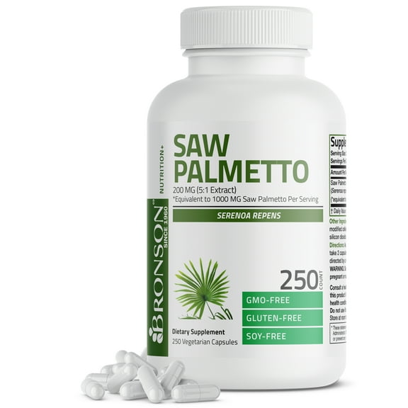 Bronson Saw Palmetto 1000 MG per Serving Extra Strength Supports Healthy Prostate Function & Urinary Health Support - Non GMO, 250 Vegetarian Capsules