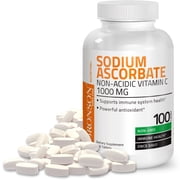 Bronson Sodium Ascorbate Non Acidic Vitamin C 1000mg Non-GMO, 100 Tablets