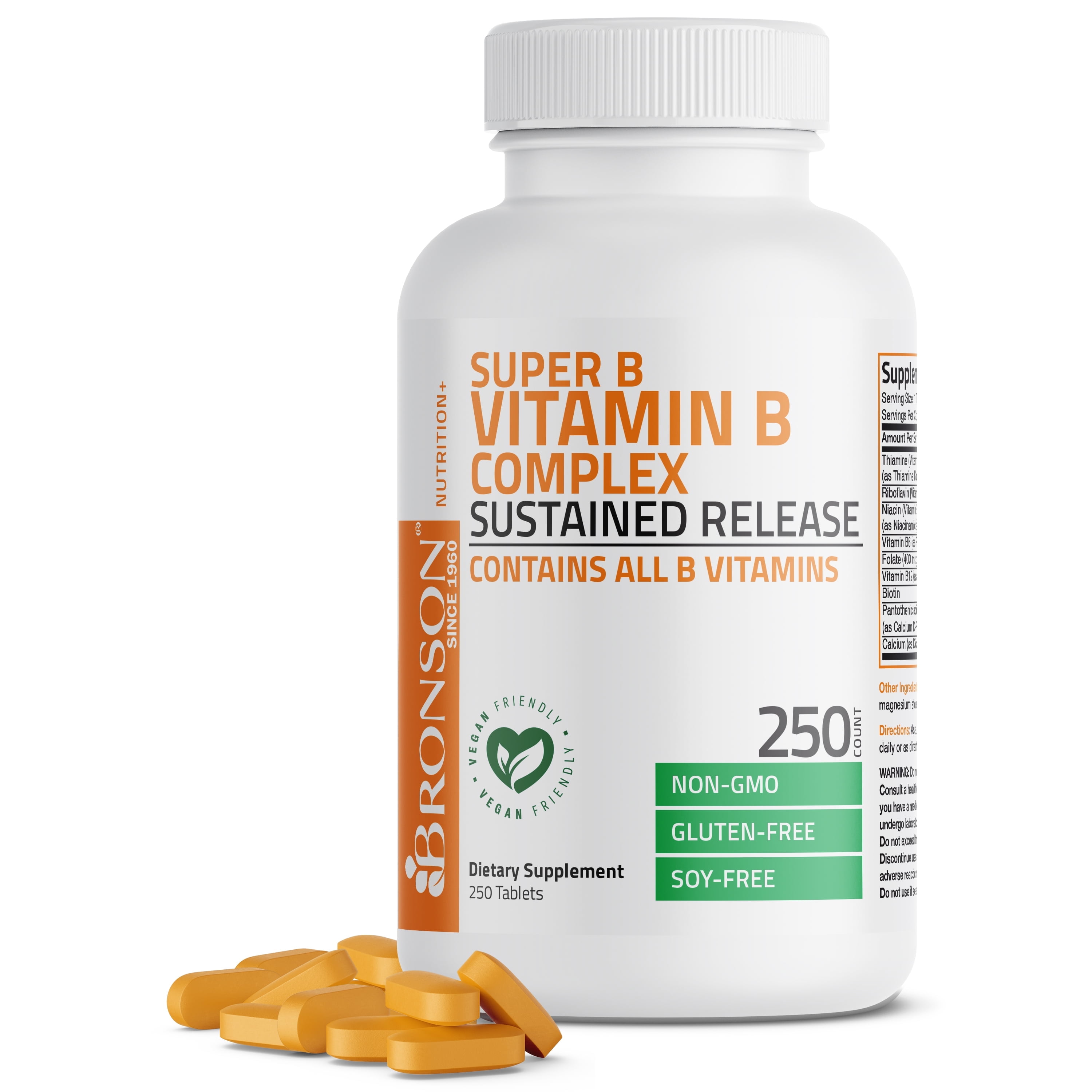 Bronson Super B Complex Vitamin B1, B2, B3, B6, B9, B12