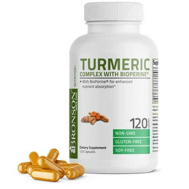 Bronson Turmeric Curcumin   BioPerine High Potency Joint Support Non-GMO, Gluten Free Soy Free   Black Pepper, 120 Capsules