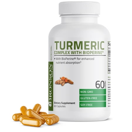 Bronson Turmeric Curcumin + BioPerine High Potency Joint Support Non-GMO, Gluten Free Soy Free + Black Pepper, 60 Capsules