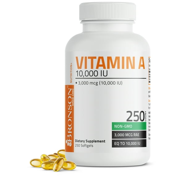 Bronson Vitamin A 10,000 IU Premium Non-GMO Formula Supports Healthy Vision & Immune System and Healthy Growth, 250 Softgels