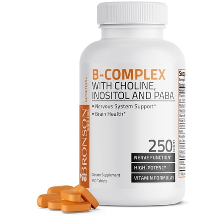Bronson Vitamin B-Complex with Choline, Inositol & Paba, 250 Tablets