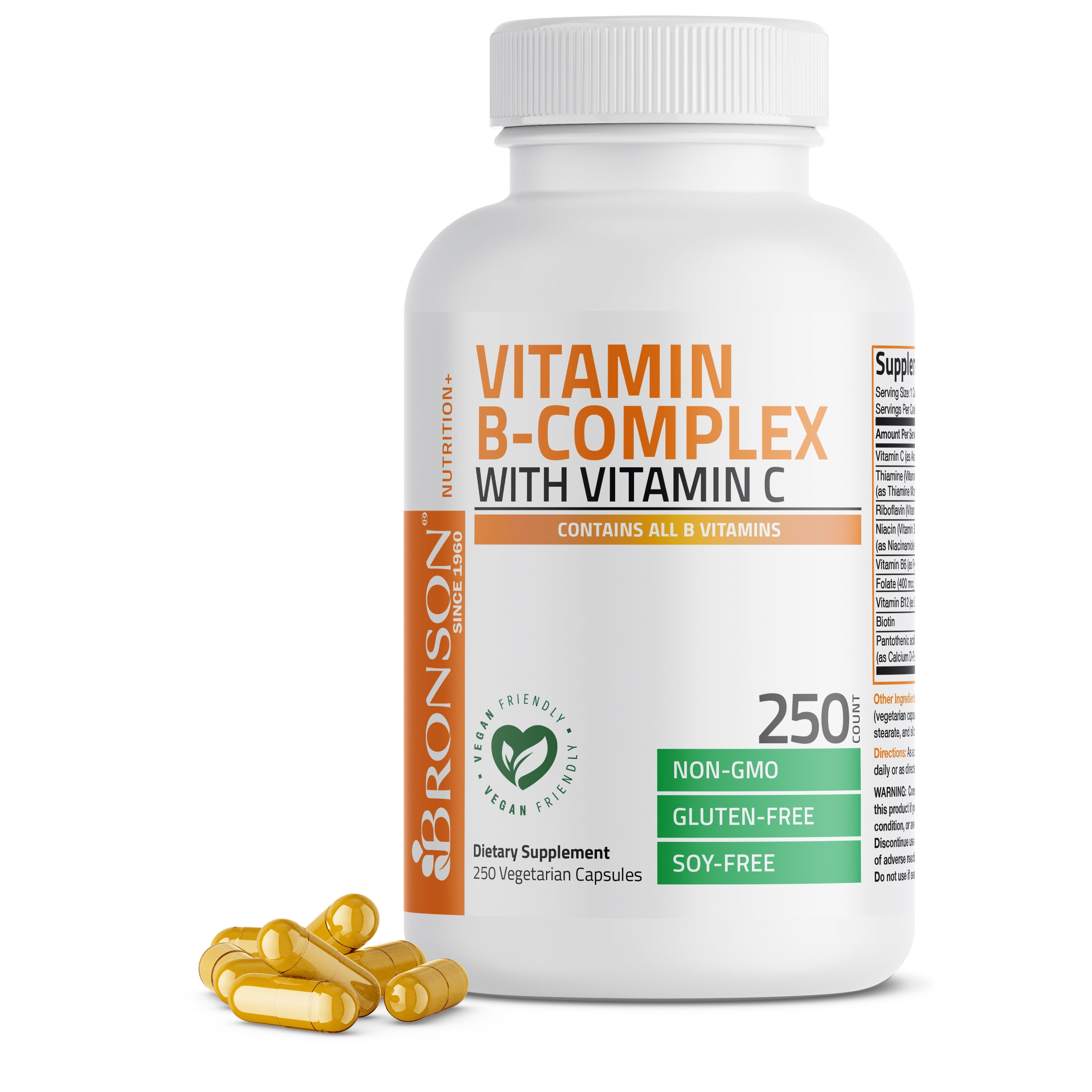 Bronson 250 Count Vegetarian Vitamin B-Complex with Vitamin C Capsules