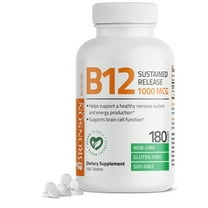 Bronson Vitamin B12 Sustained Release Natural Energy Non-GMO Formula, 180 Tablets