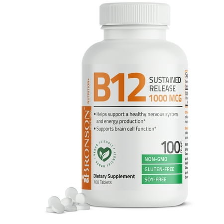Bronson Vitamin B12 Sustained Release Non-GMO Premium Formula, 100 Tablets
