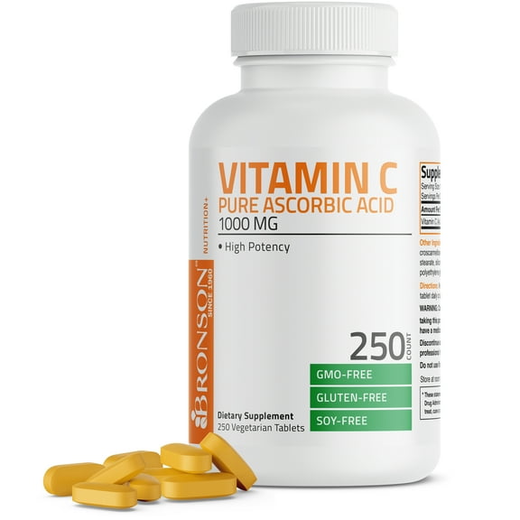 Bronson Vitamin C 1000 mg Premium Non-GMO Gluten Free Ascorbic Acid, Healthy Immune System, Antioxidant Protection, 250 Tablets