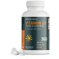 Bronson Vitamin D3 10,000 IU (250 MCG) Supports Immune, Bone, Muscle and Teeth Health, 1 Year Supply High Potency - Non-GMO, 360 Tablets