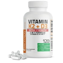 Bronson Vitamin K2 (MK7) with D3 Extra Strength Bone and Heart Health Non GMO & Gluten Free Formula - Easy to Swallow, 120 Capsules