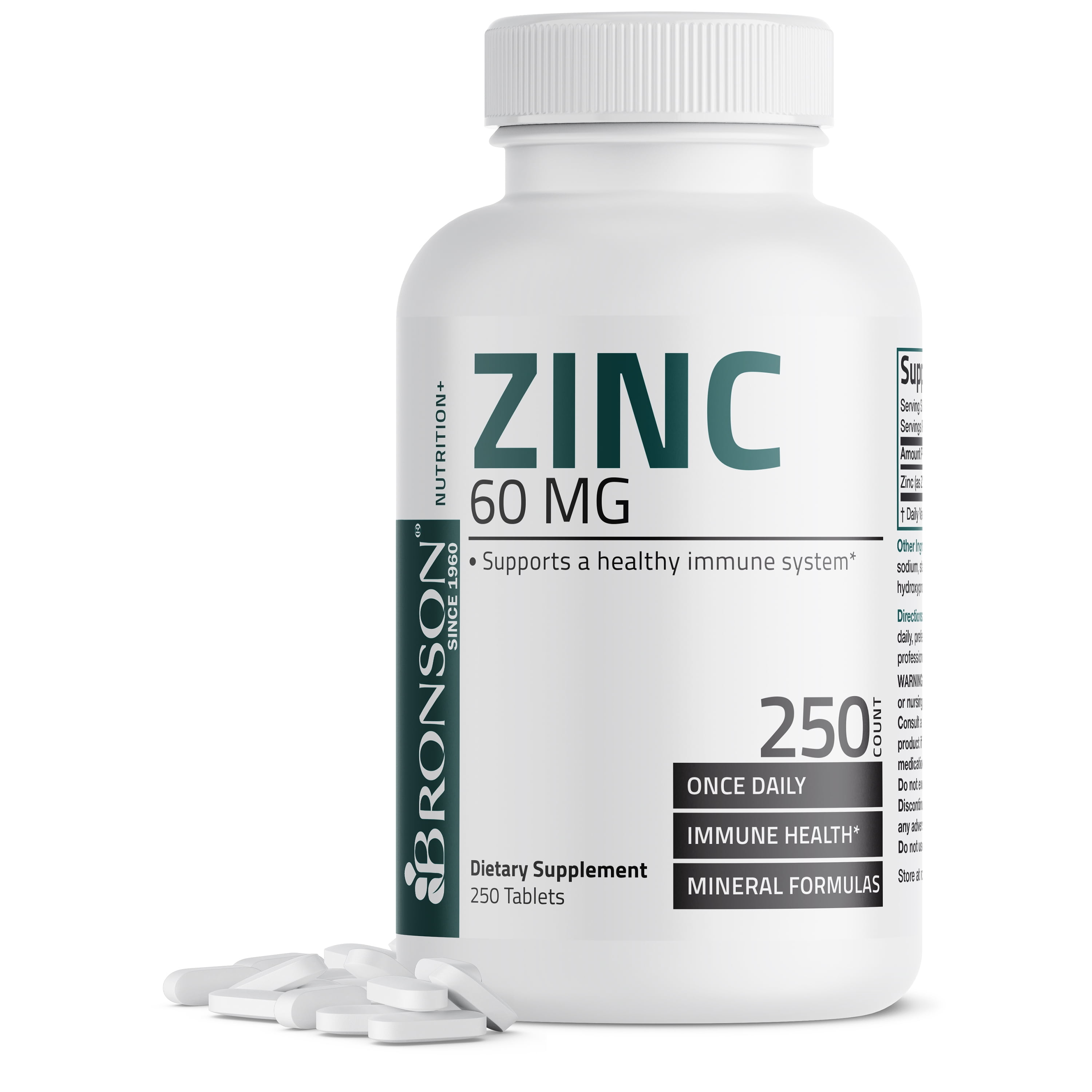 Bronson Health Supplement Zinc 60 mg, Dietary Essential, 250