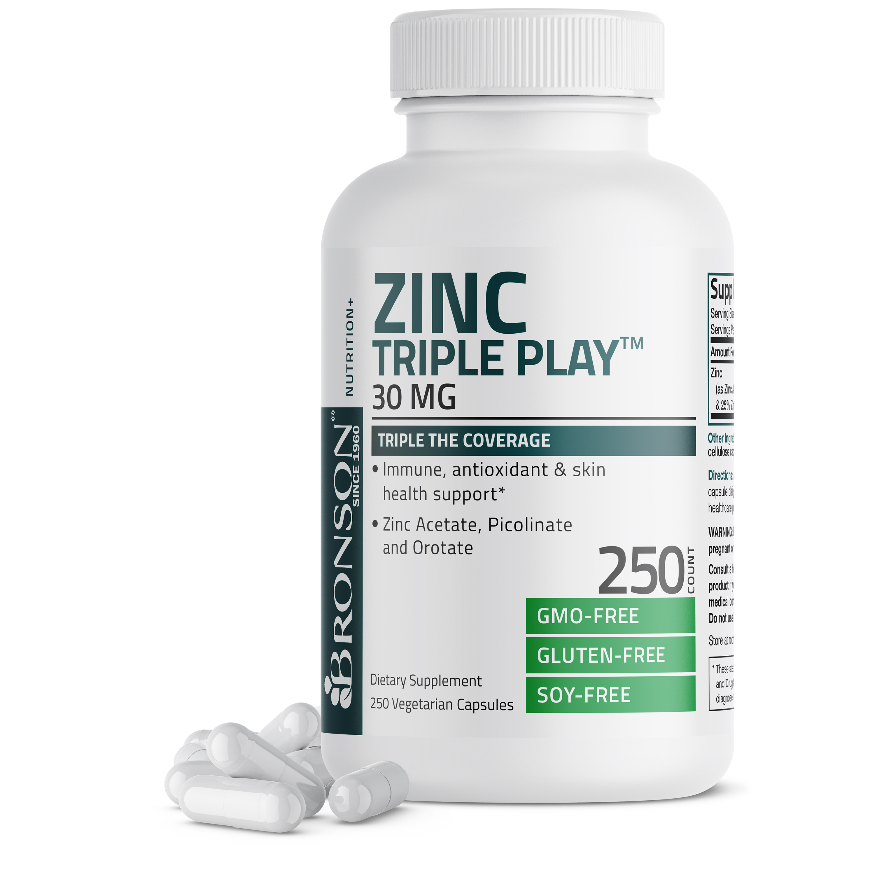 Bronson Zinc Triple Play 30 mg Triple The Coverage Zinc Acetate