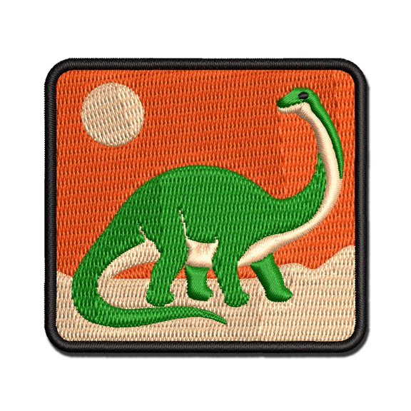Brontosaurus Dinosaur Applique Multi-Color Embroidered Iron-On Patch - 2.0 Inch Mini