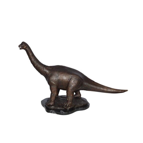 Nifao Brontosaurus Dinosaur Bronze Statue on Marble base – Home Decor Sculpture, 26"L x 10"W x 16"H