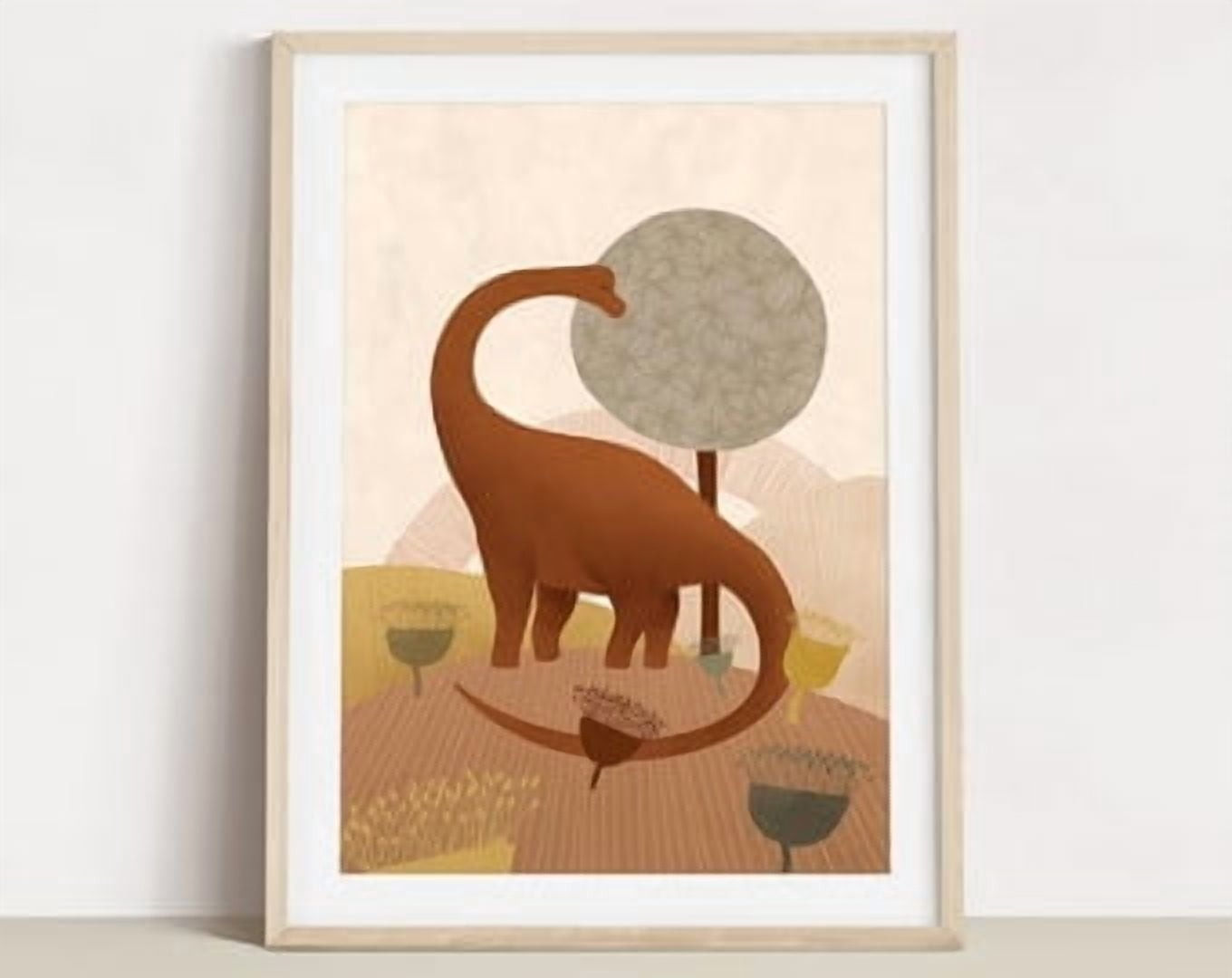 Brontosaurus Poster Dinosaurs Poster Boy Print Modern Nursery Decor Nursery Wall Art Boho Wall Deco Detailed Line Art Playroom, Poster Only
