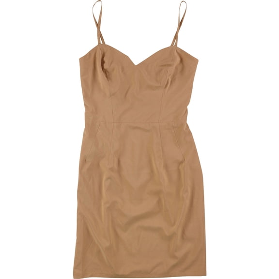 Bronx & Banco Womens Solid Slip Dress, Beige, 4