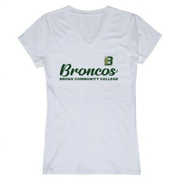 Bronx Community College Broncos Script T-Shirt, White - Medium