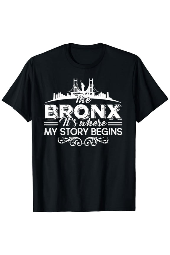 Bronx New York Story Begins City Skyline Unisex Short Sleeve Graphic T-Shirt